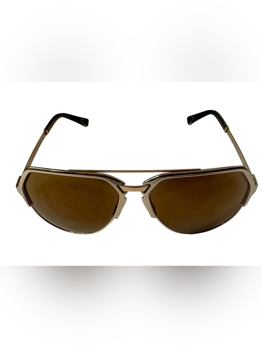 Dolce & Gabbana 18K Gold Aviator Sunglasses Brown Lens Unisex NWOT